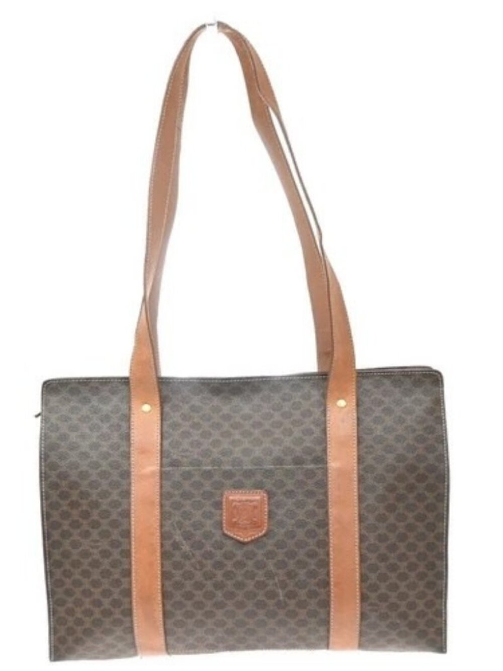 CELINE Logo Macadam Pattern Shoulder Tote Bag PVC Leather Brown Italy 05MA745